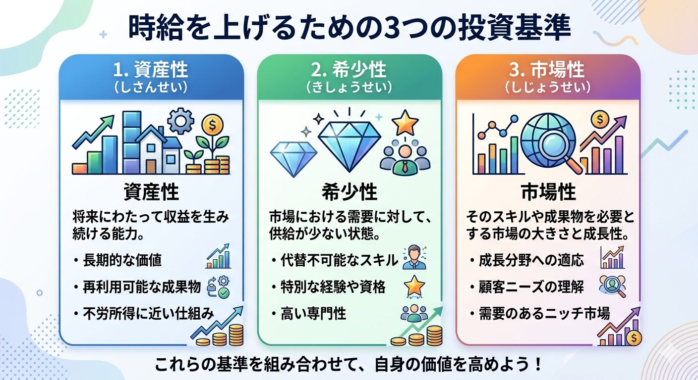 時給を上げる3つの投資基準