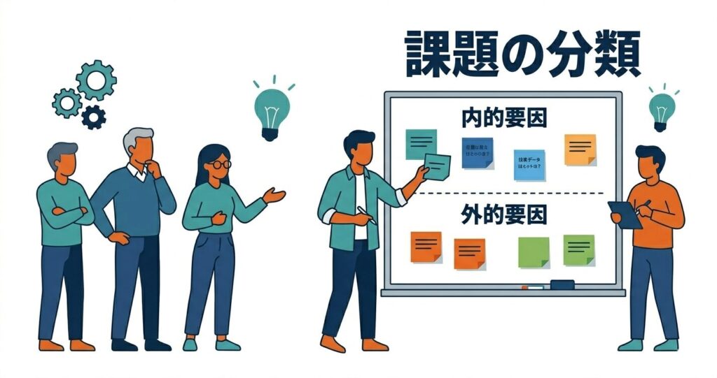 管理職が行うべき『課題の分類』を示すイメージ図