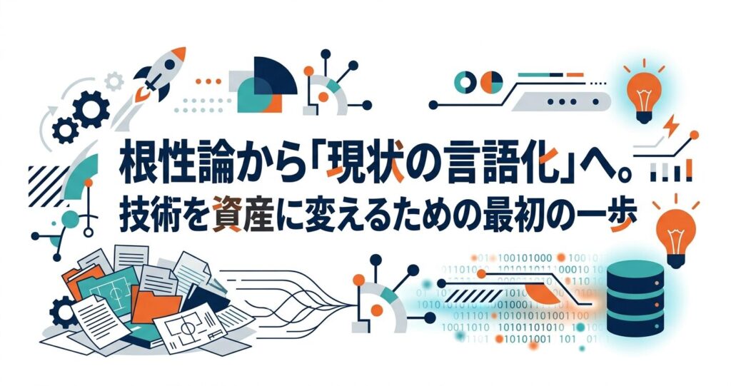 根性論から現状の言語化への転換を示すアイキャッチ画像
