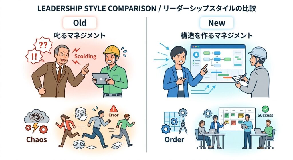 マネジメントの役割の変化を示す対比図