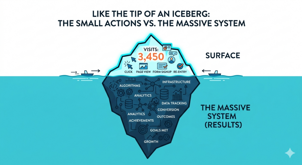 見える努力と見えない努力の評価の差を示す図解