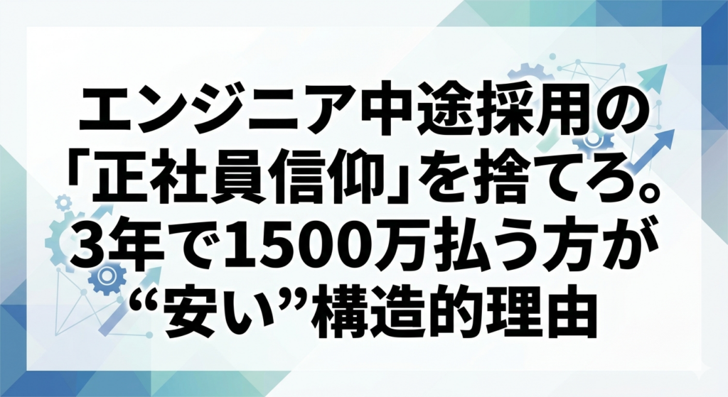 エンジニア中途採用の「正社員信仰」を捨てろ。3年で1500万払う方が“安い”構造的理由