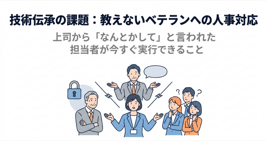技術伝承の課題：教えないベテランへの人事対応──上司から「なんとかして」と言われた担当者が今すぐ実行できること