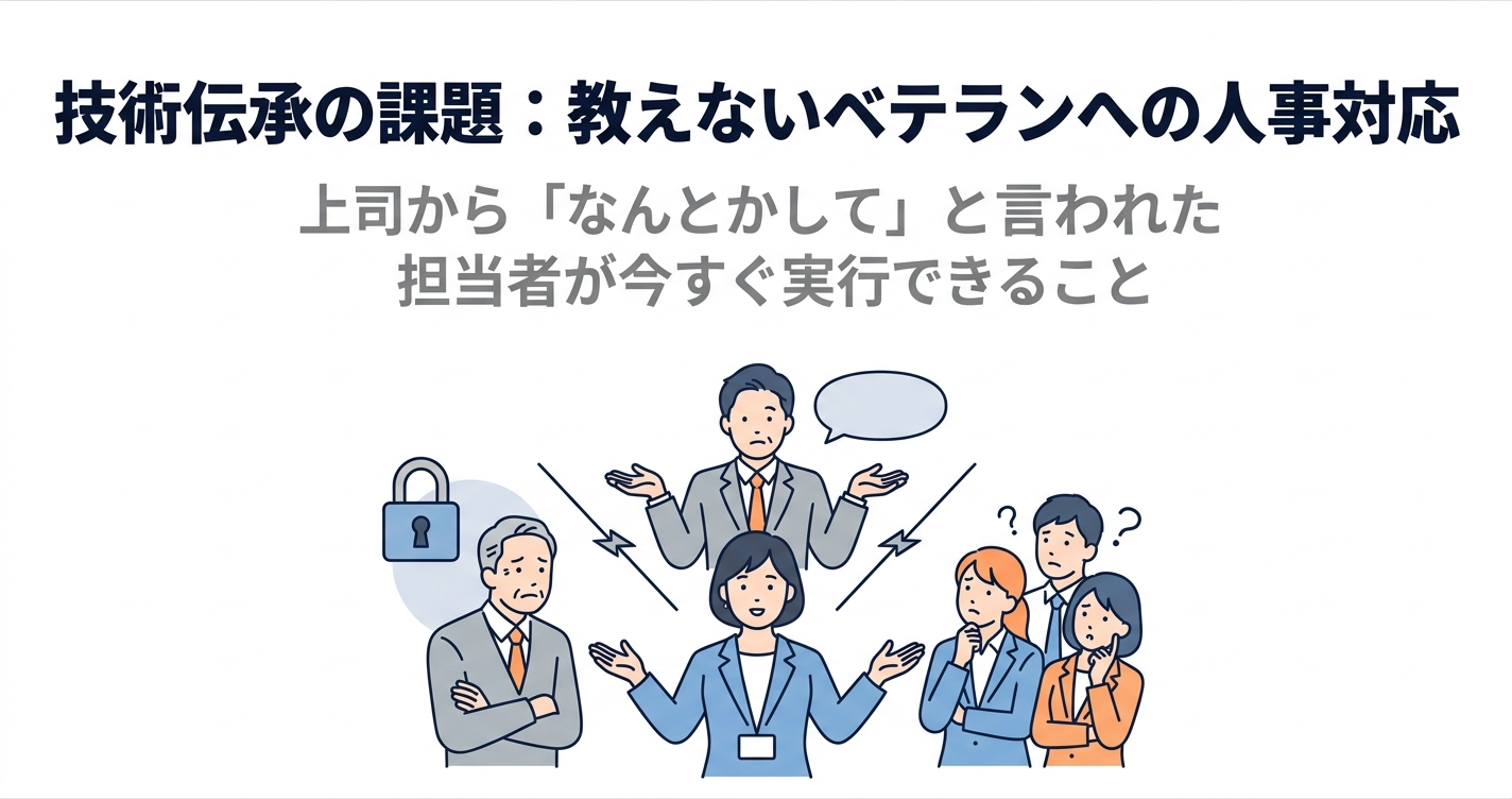 技術伝承の課題：教えないベテランへの人事対応──上司から「なんとかして」と言われた担当者が今すぐ実行できること