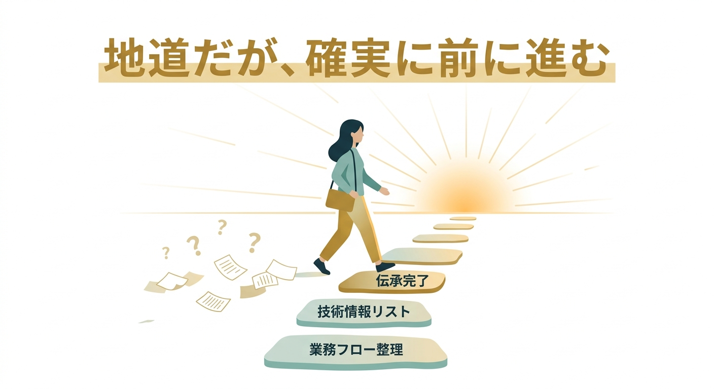 地道だが確実に前に進む技術伝承プロセスの概念図