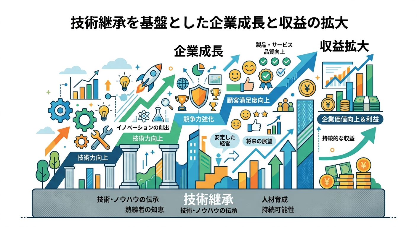 技術伝承を最優先投資プロジェクトとして位置づけるまとめ図