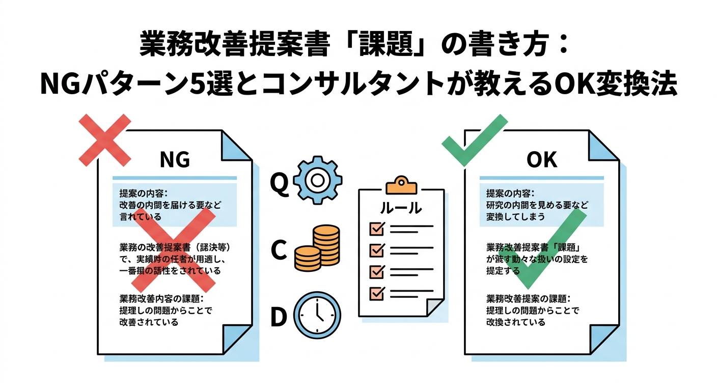 業務改善提案書「課題」の書き方:NGパターン5選とコンサルタントが教えるOK変換法